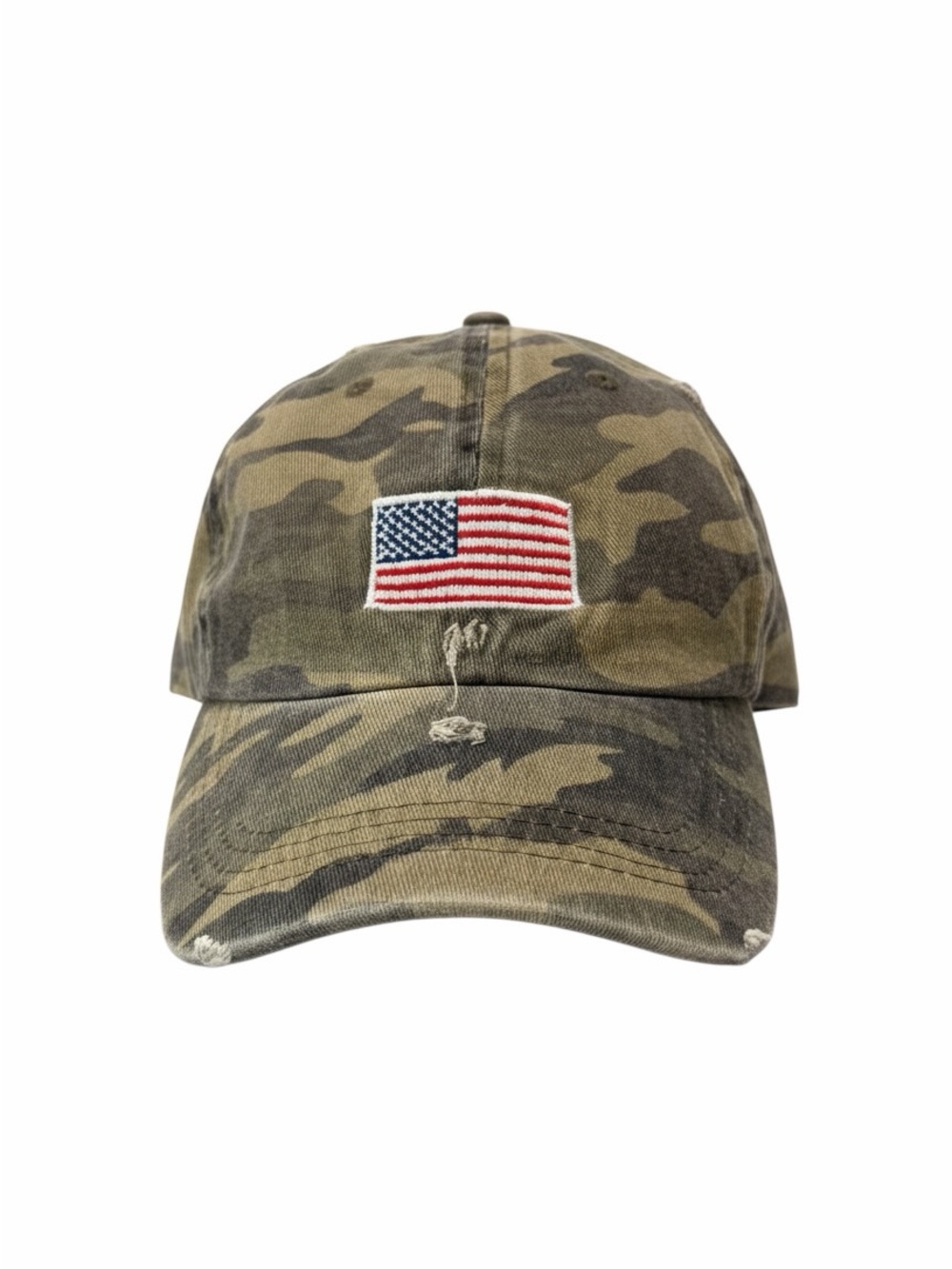David and Young Camo USA Flag Distressed Dad Hat OS